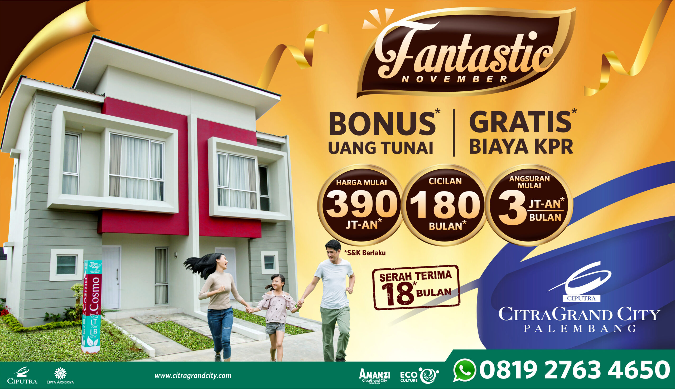 CitraGrand City Tawarkan Rumah Rp390 Jutaan Beserta Bonus Uang Tunai Plus Gratis Biaya KPR!
