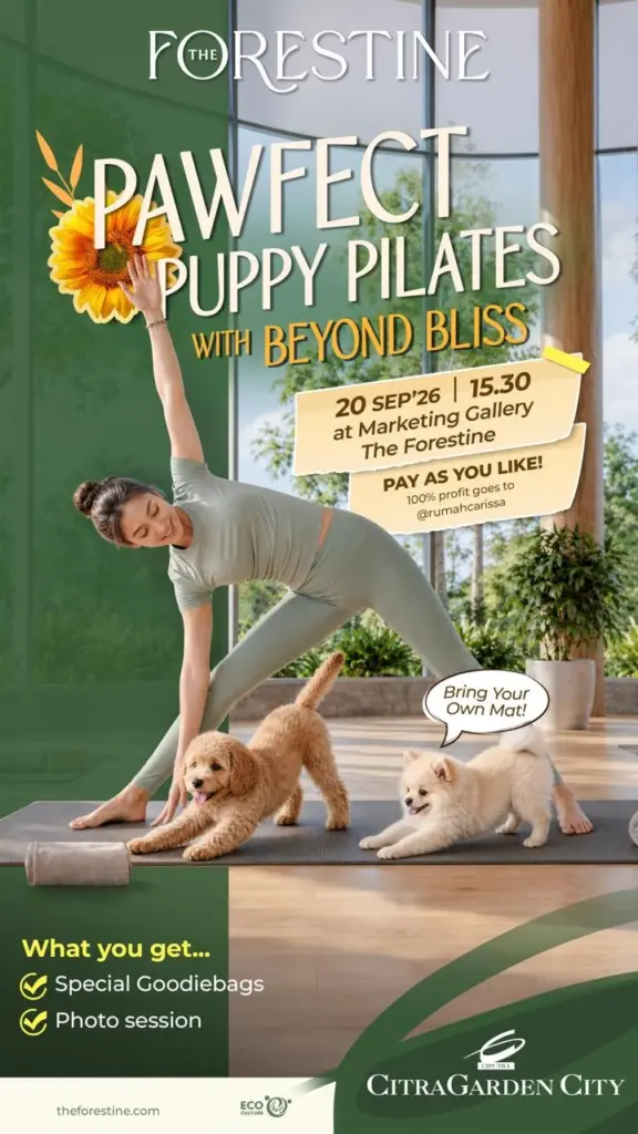 Poster Pawfect Puppy Pilates with Beyond Bliss di The Forestine, 20 September 2026