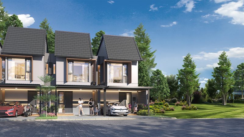 Ilustrasi rumah 2 lantai tipe Fresh di cluster Elaia CitraGarden Serpong