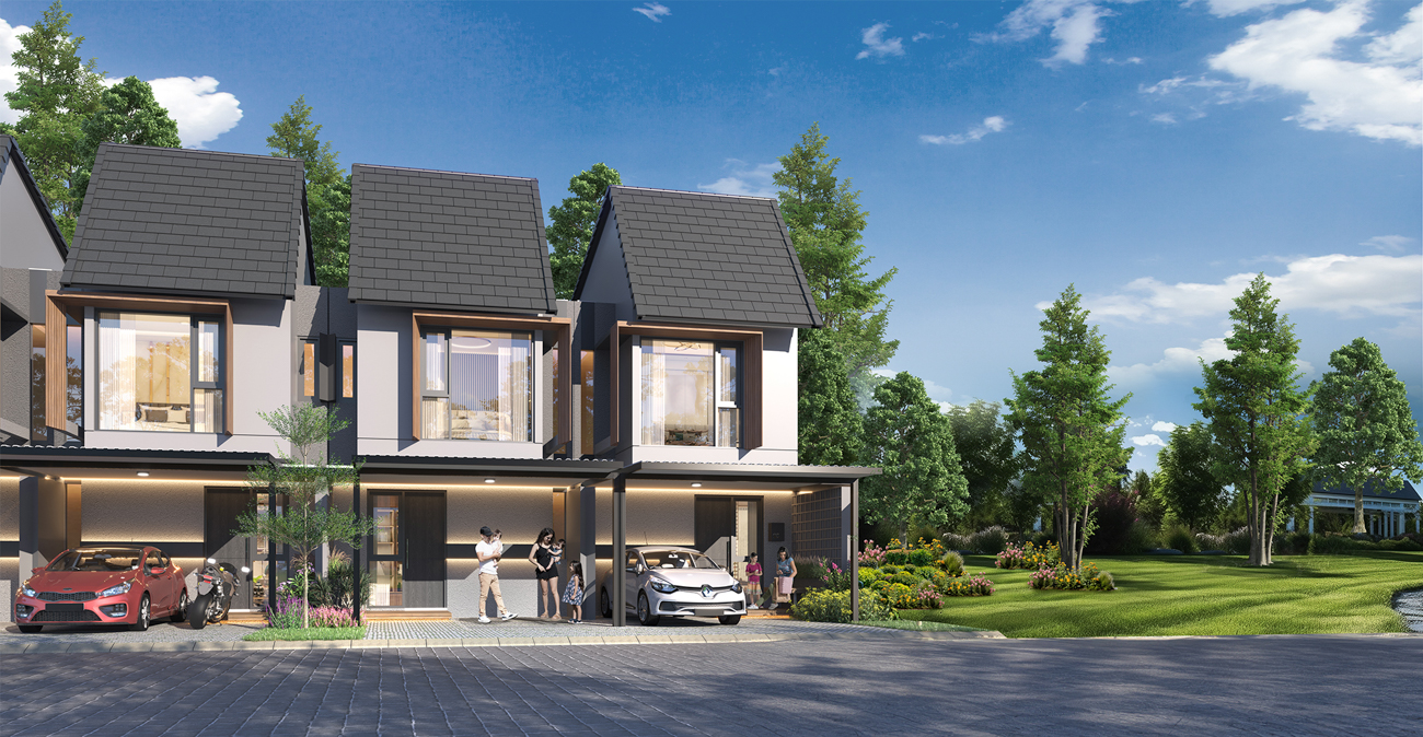 Ilustrasi rumah 2 lantai tipe Fresh di cluster Elaia CitraGarden Serpong